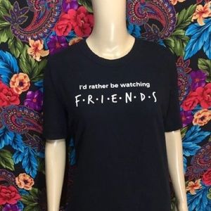 MEN'S FRIENDS SHIRT RATHER BE WATCHING F.R.I.E.N.D.S TOP LARGE FRIENDS BLACK